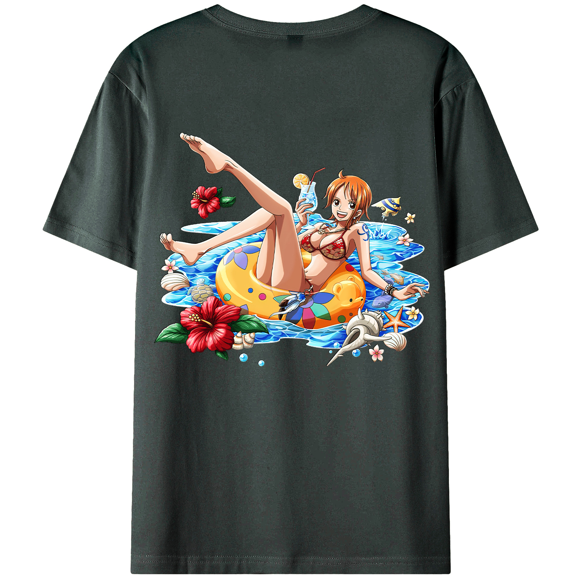 （画像用） ワンピース ナミ ONE PIECE Nami 綿100％ メンズ半袖Tシャツ（バックプリント） 通気性